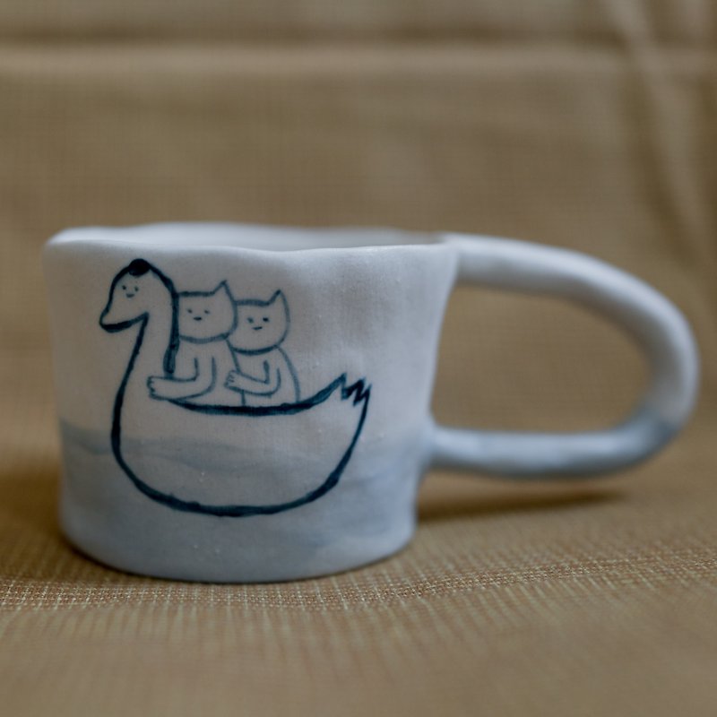 Romantic Swan Boat Large Ear Cups / Our Earthenware - Cups - Porcelain 
