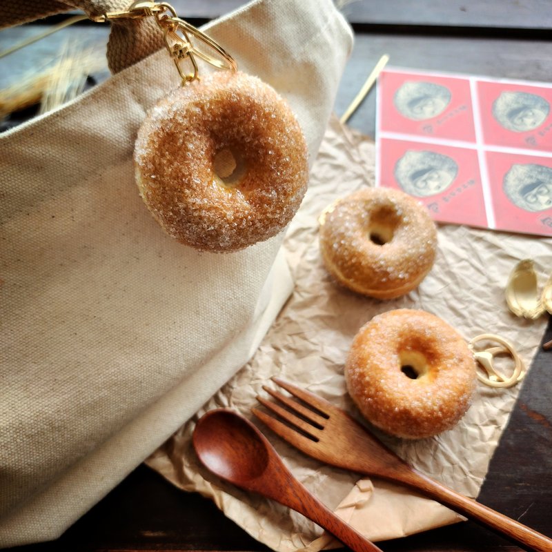 Realistic wool felt medium-sized donut (pin/magnet/pure key ring/OO charm) - พวงกุญแจ - ขนแกะ 