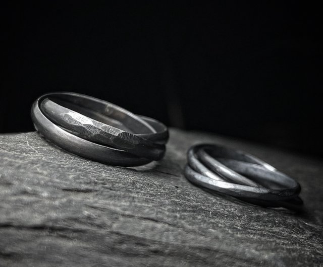 シックシルバー 925スターリングシルバー 結婚指輪 女性用、ツイストロープ ダイヤモンド 結婚指輪