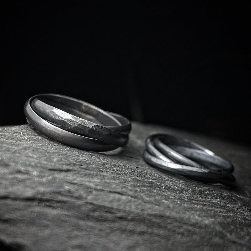 silver 925 / three-ring partial cut / thick ring model / ring - แหวนทั่วไป - เงินแท้ สีเงิน