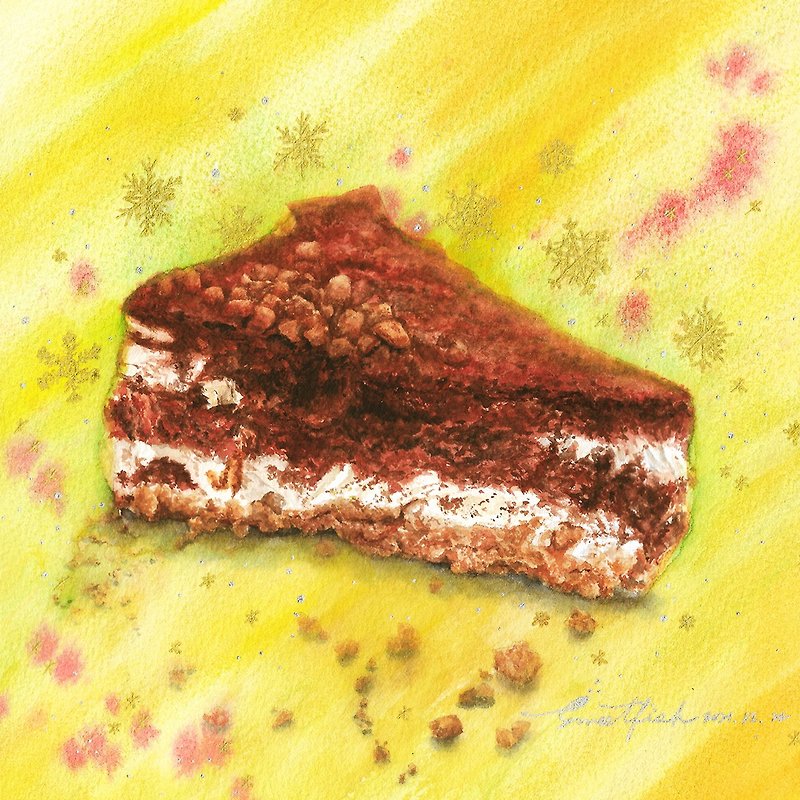 Tiramisu－postcard/ food postcard/ food card/ food illustration - Cards & Postcards - Paper Brown