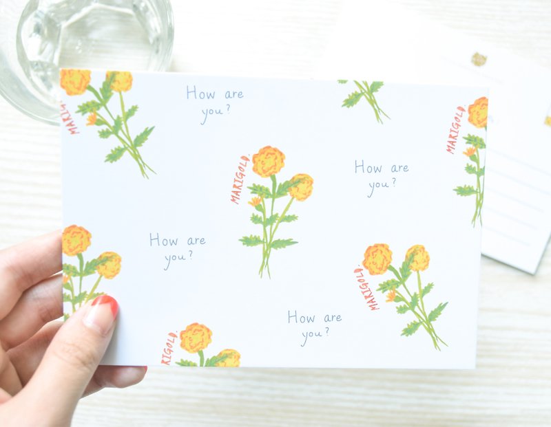 Garden Collection-Marigold postcard / buy 3 get 1 - Cards & Postcards - Paper Yellow