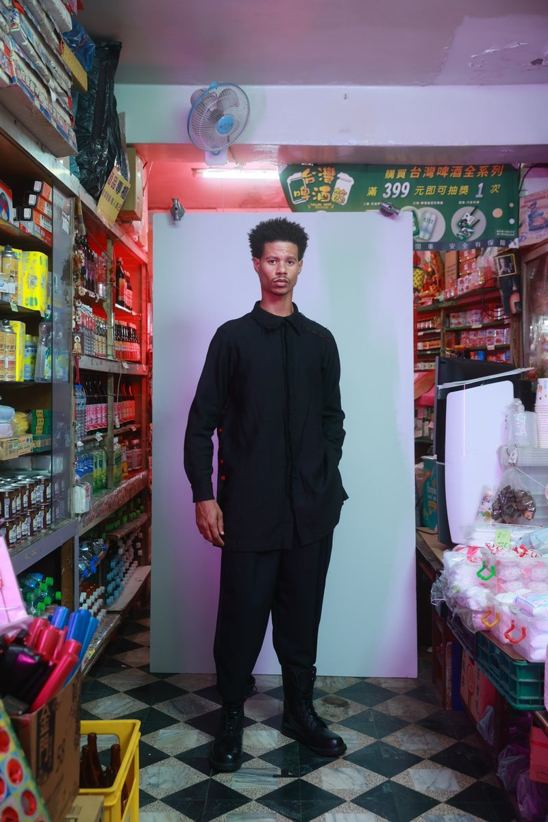 21AW INF 脇邊電繡Grunge襯衫 - 男襯衫/休閒襯衫 - 棉．麻 黑色