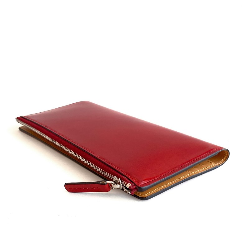 Long purse /Oxide RED - Wallets - Genuine Leather Red