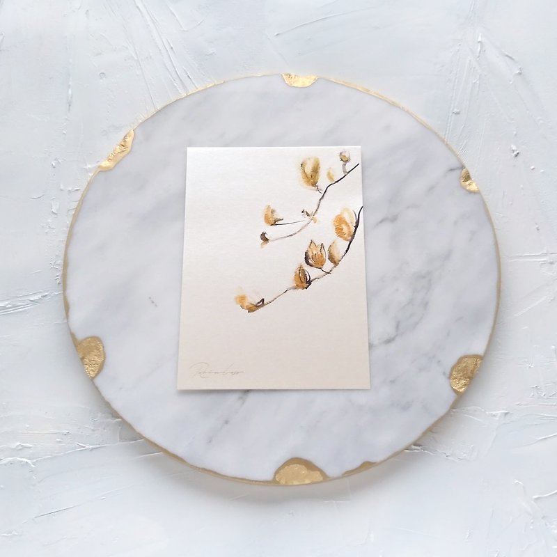 【CL Pearl Postcard】Hand-painted golden flowers－(D)Winter - Cards & Postcards - Paper 