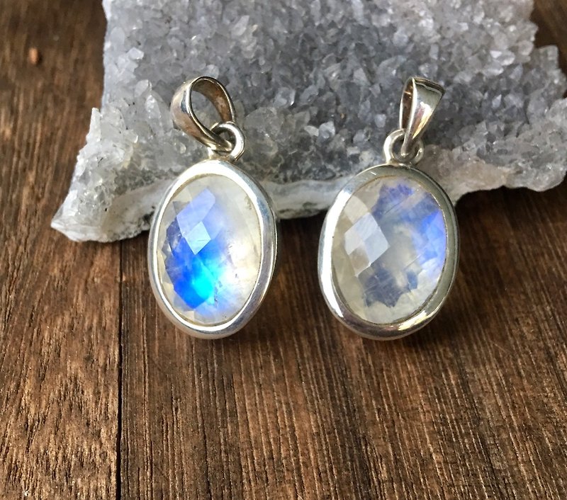 Fairy Blue Moonlight Handmade Silver Pendant / Blue Moonstone / Sterling Silver - Necklaces - Gemstone Blue