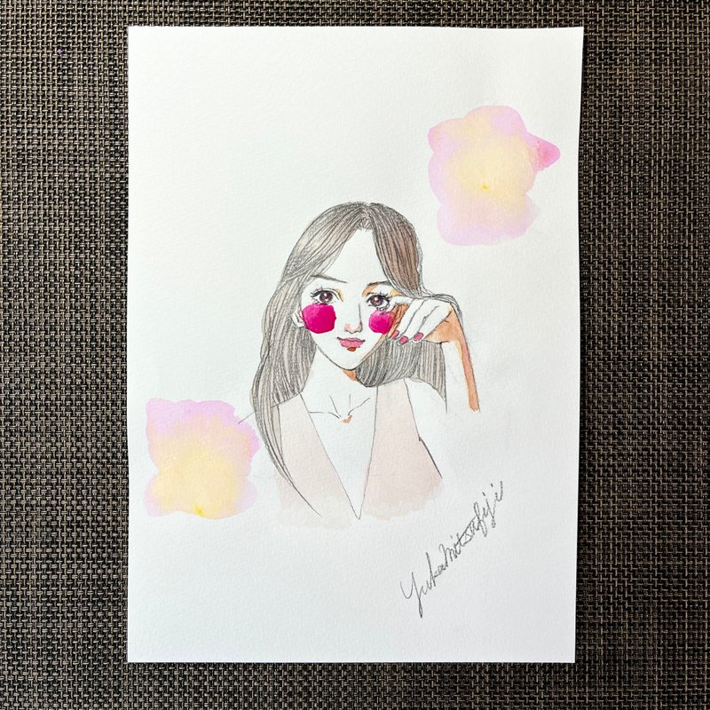 Elegant Portrait of a Woman | Stylish Watercolor Illustration #06 | Original Art - โปสเตอร์ - กระดาษ สึชมพู