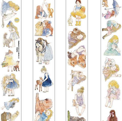 J706＃梦纪游园-粉昼(炫彩)芥子切り売り海外人物装飾マステ女の子 CHICHIPI PRETTY PRODUCT マスキングテープ PORK BUN