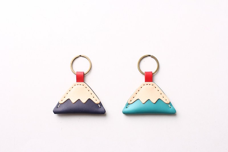 Mount Fuji Key Ring Fuji Leather Mount Fuji 【Free Custom Lettering 1-7 Characters】 - Keychains - Genuine Leather 