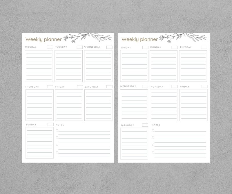 Weekly planner portrait, Printable Daily Planner Template - 其他數位商品 - 其他材質 