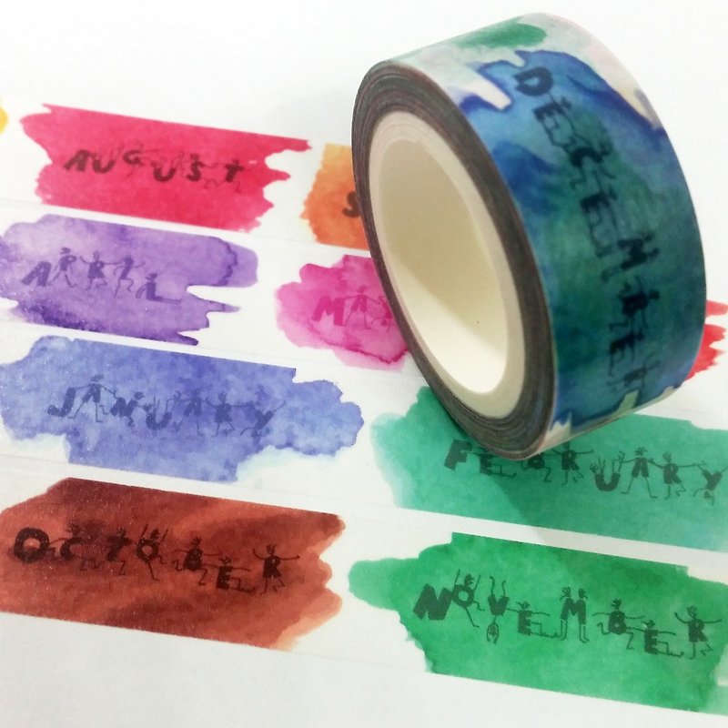 Sample Washi Tape Watercolors Month - มาสกิ้งเทป - กระดาษ 