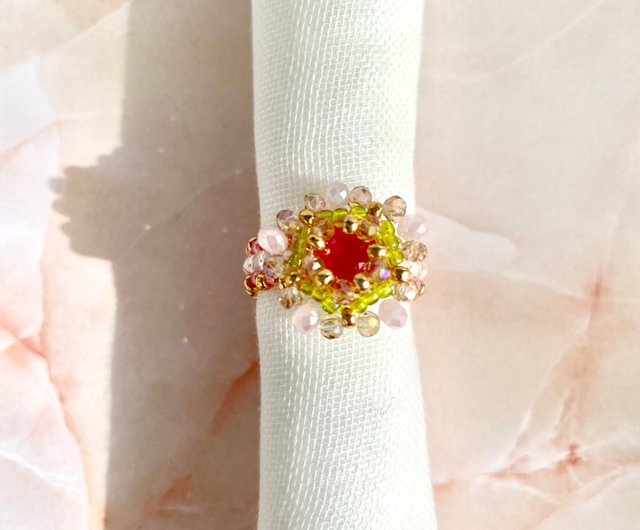 ノジェス　スワロフスキーガラス　リング　15号　K10YG ノジェス スワロフスキーガラス リング 15号 K10YG K10