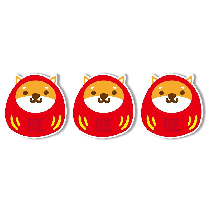 1212 fun design fun waterproof stickers - Shiba Inu tumbler (small version / New Year limited edition) - สติกเกอร์ - วัสดุกันนำ้ สีแดง