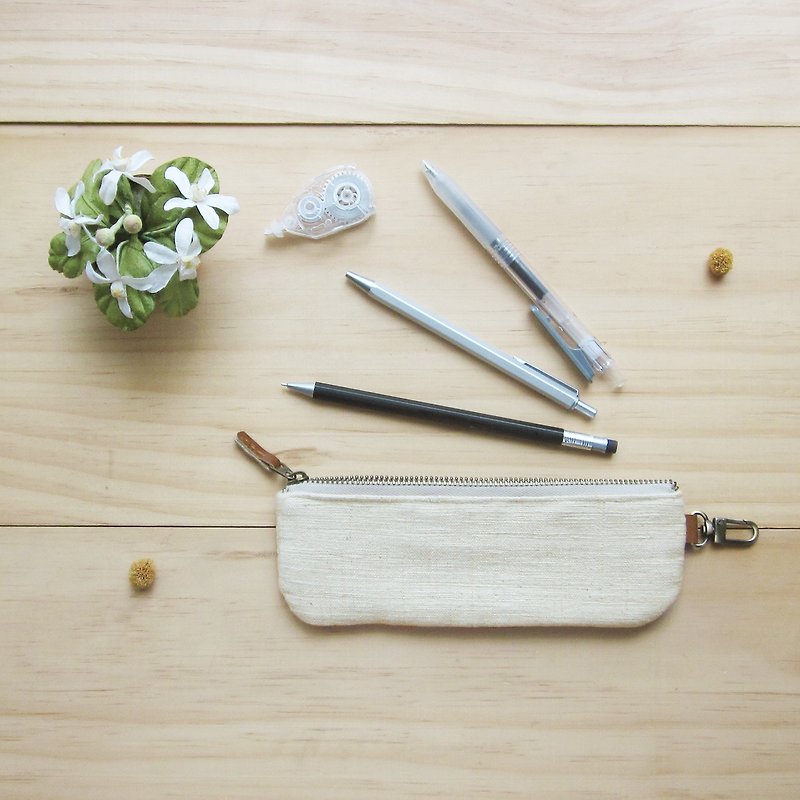 Pencil Cases Hand Woven Cotton Natural Color - กล่องดินสอ/ถุงดินสอ - ผ้าฝ้าย/ผ้าลินิน ขาว