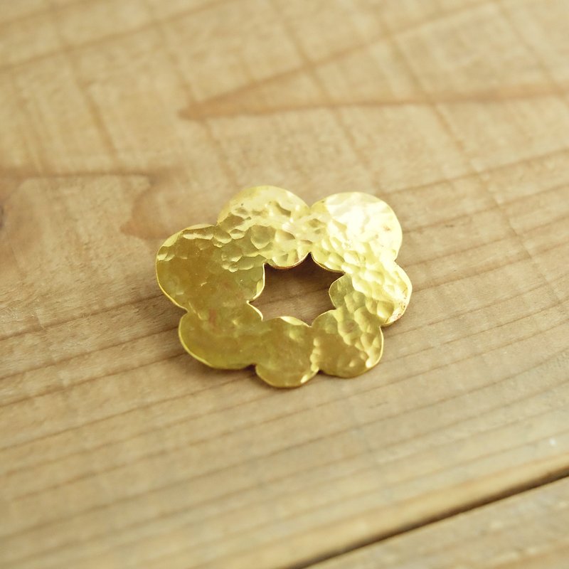 Brass brooch mokumoku B011-1 - Brooches - Other Metals Gold