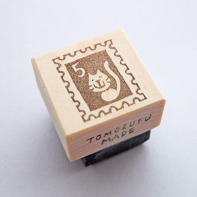 消しゴムはんこ　切手　No.5　ねこ - 印章/印台 - 木頭 咖啡色