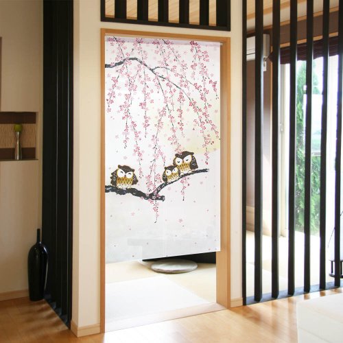 Moonstar House 星月屋 【預訂】日本製 春櫻貓頭鷹門簾