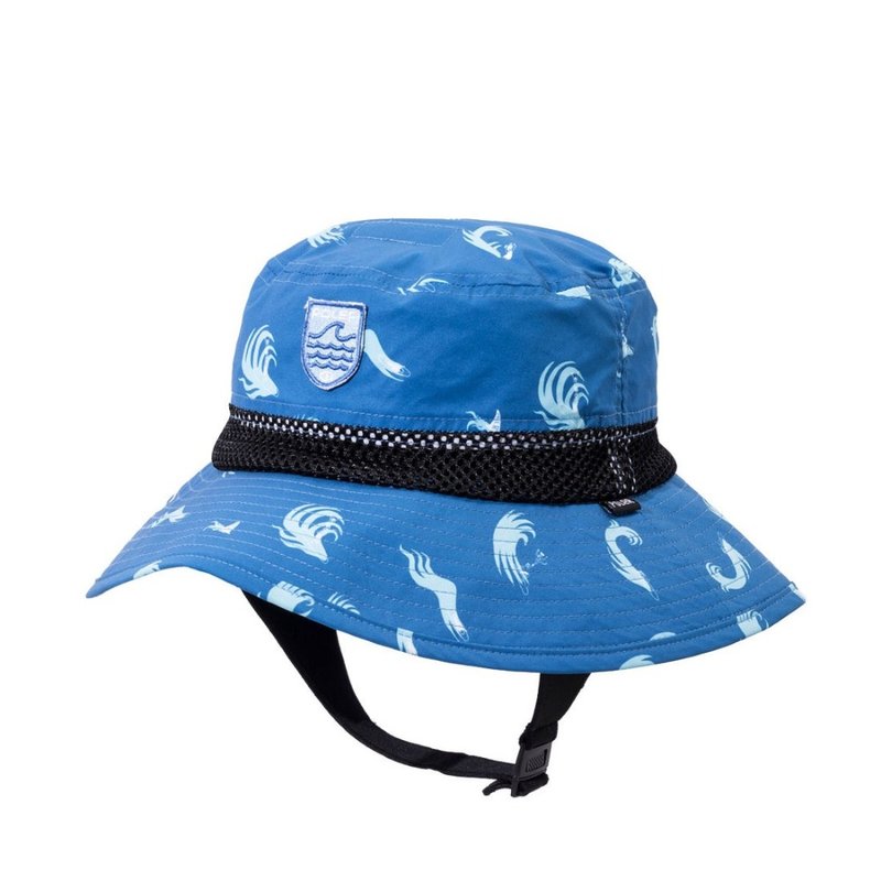 日本限定 POLER 2WAY SURF HAT 兩用衝浪漁夫帽 附扣帶 / 藍印花 - 帽子 - 聚酯纖維 藍色