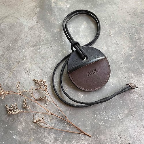 KAKU皮革設計 gogoro鑰匙皮套訂製 黑+深咖啡客製化禮物