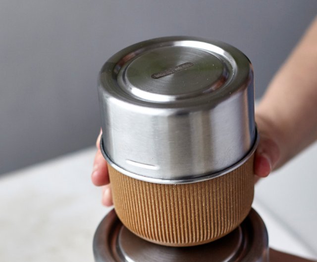 ステンレス蓋付きガラス製食品容器 15oz (450ml) - ショップ black+