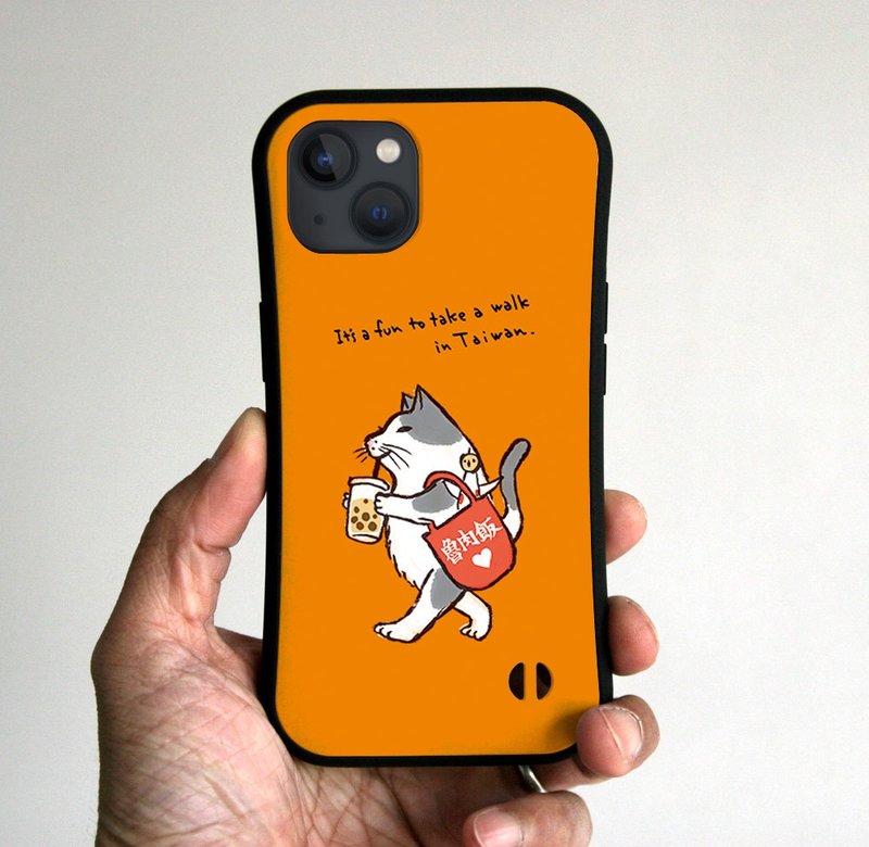 グリップiPhoneケース　台湾散歩猫　マンゴー - 手機殼/手機套 - 塑膠 橘色