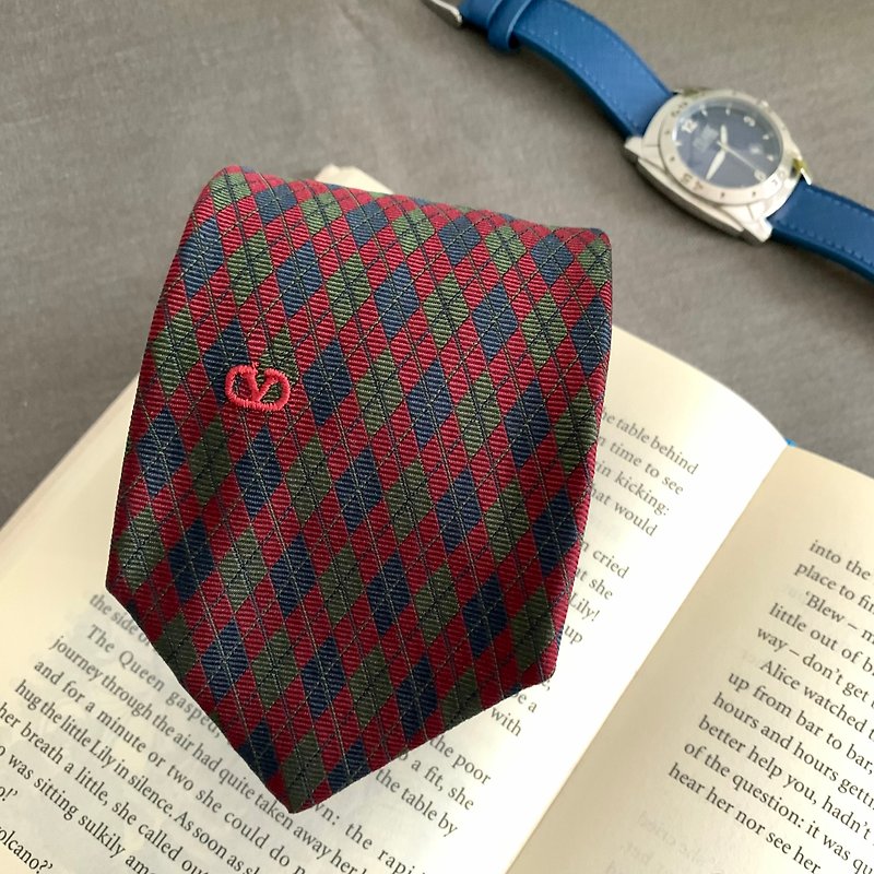 Valentino 義大利製 古董絲質領帶 紅色 - 領帶/領帶夾 - 絲．絹 紅色