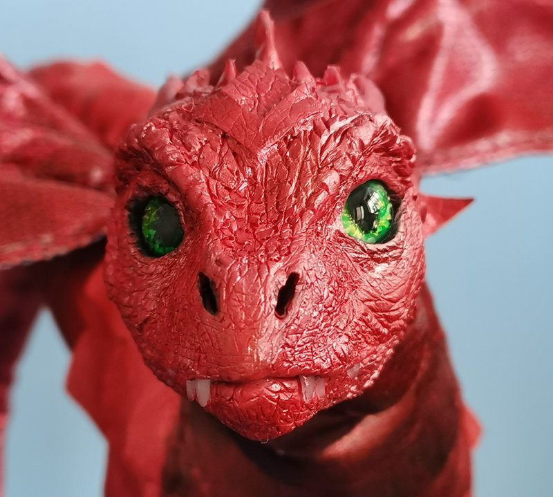 red Dragon fantasy art doll poseable - 公仔/玩偶 - 其他人造纖維 紅色