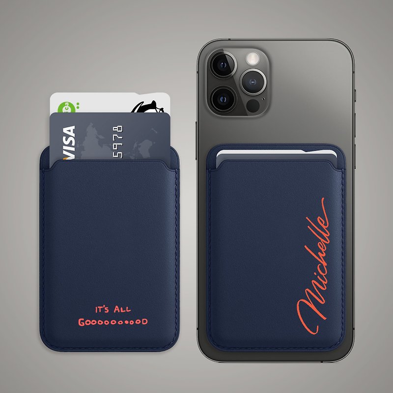 iPhone 12 Magsafe card case in six designs in black, Brown and blue - อุปกรณ์เสริมอื่น ๆ - หนังเทียม สีนำ้ตาล