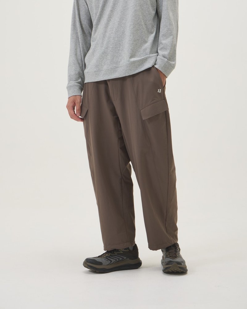 Wide splash-proof and micro-elastic training outer pants (dark coffee) - Men's Pants - Nylon Brown