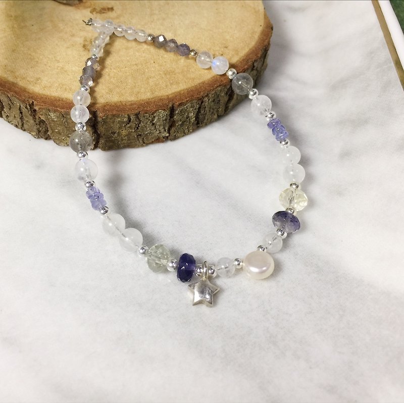MH sterling silver natural stone custom series _ snow angel _ cordierite - Bracelets - Semi-Precious Stones Purple
