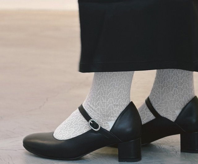 Emma Square Toe Mary Jane Low Heels-Jazz Black - Shop Bubble