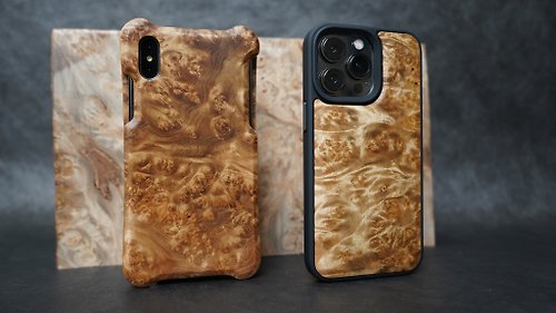 威力康創意 iPhone 系列 黃金樟樹瘤 實木木殼與防摔木殼