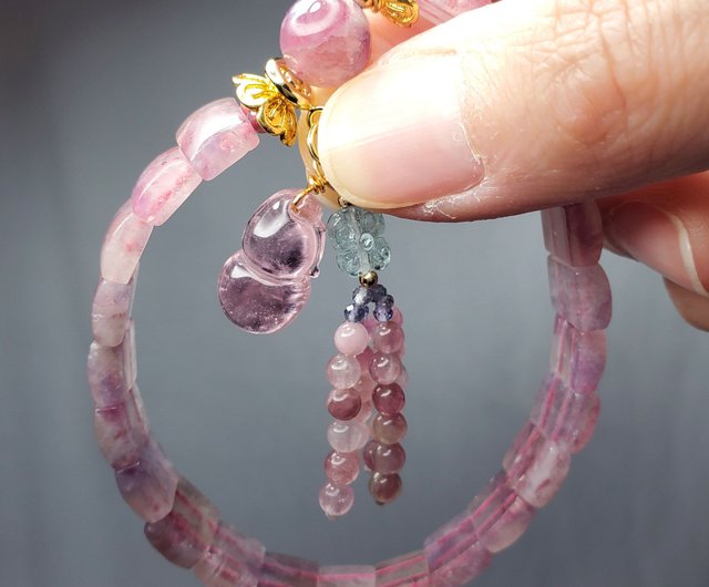 最高級アイスクォーツフラワートルマリン ひょうたん 福禄 花開富貴