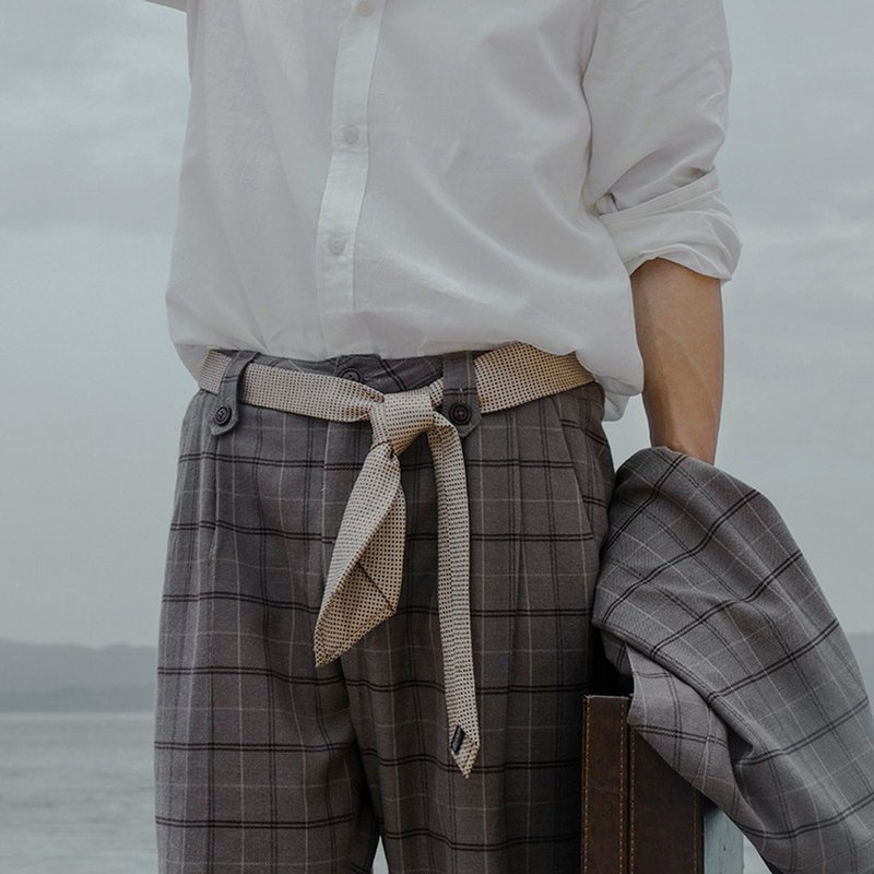 英倫復古格子西裝褲男 格紋商務休閒寬松直筒垂感九分褲子 - 男長褲/休閒褲 - 其他材質 
