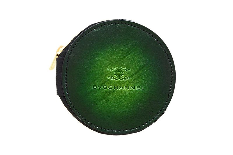 Achromo Green Circle Coin Case - Coin Purses - Genuine Leather Green