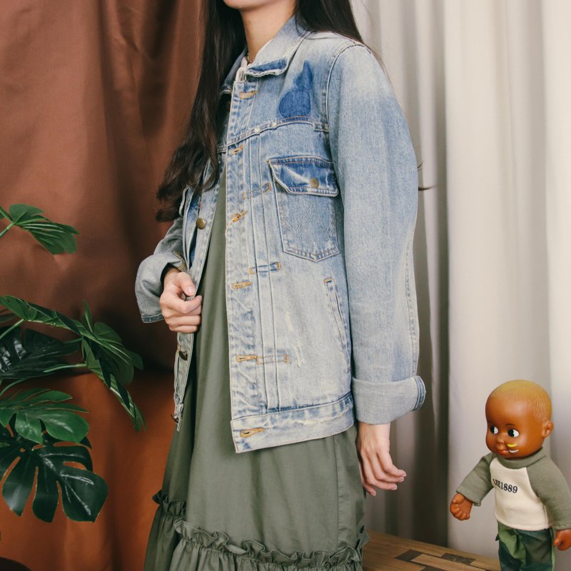 Tsubasa.Y│古著牛仔外套005,藍色 denim 夾克 - 女大衣/外套 - 棉．麻 藍色