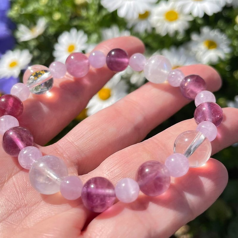 Amethyst White Crystal Moon Stone Natural Crystal Handmade Gift 2024 New Year Direct Mail from Japan - Bracelets - Crystal Purple