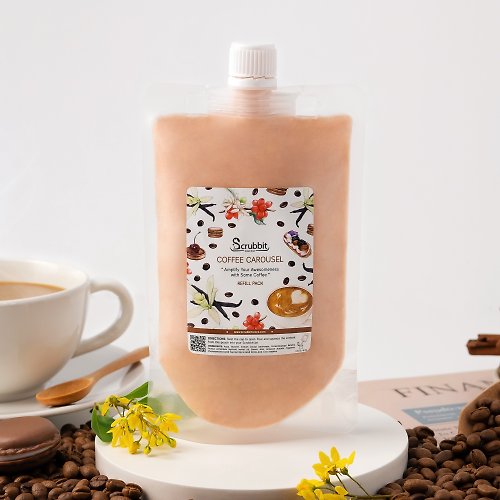 Scrubbit Fluffy Whipped Soap & Body Scrub, Coffee Carousel - Vanilla Coffee Refill Pack