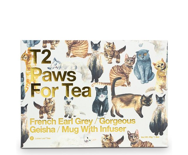 【T2 tea】猫好きシリーズ ギフトボックス - Paws for Tea - 猫パック (お茶)