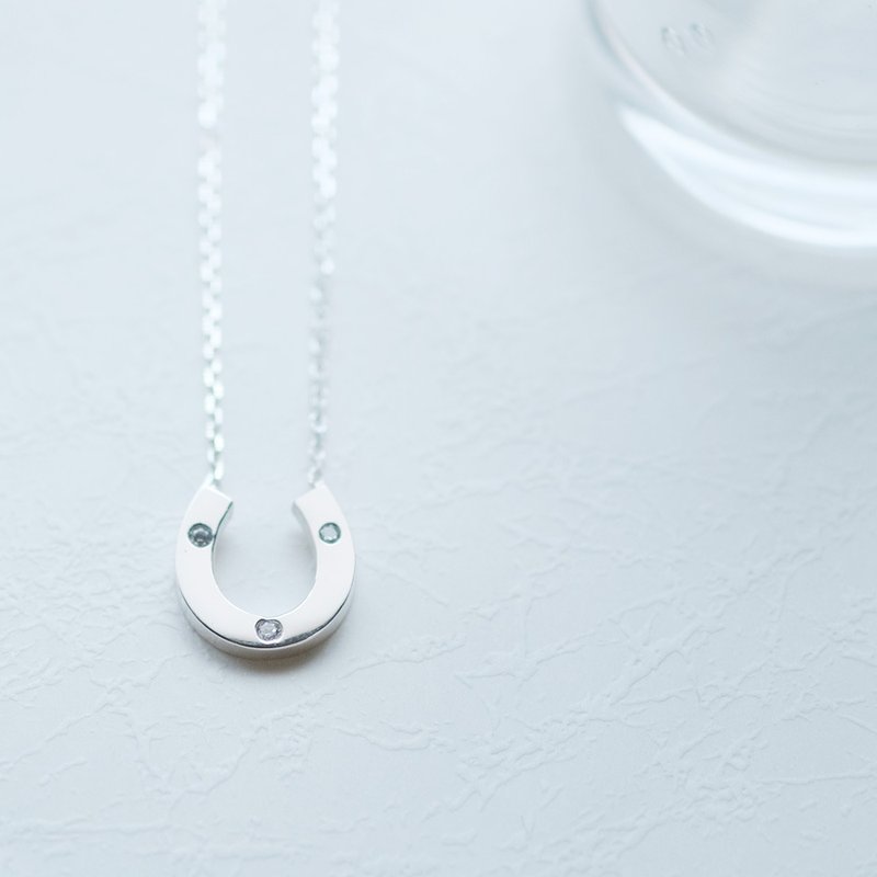 馬蹄 雙吊墜 項鍊 925純銀 - 項鍊 - 其他金屬 銀色