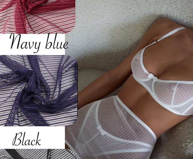 Black Mesh Skirt Garter Belt Sheer See Through Mesh Lingerie for Women 