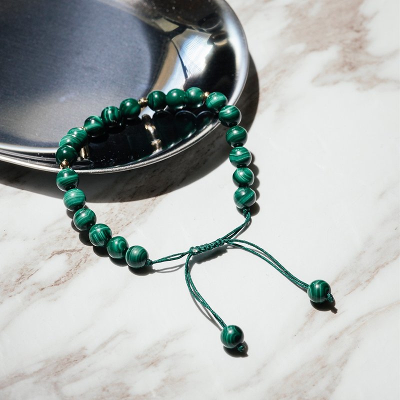 【Montagne】マラカイト編み込みブレスレット＆アンクレット - ブレスレット - クリスタル 多色