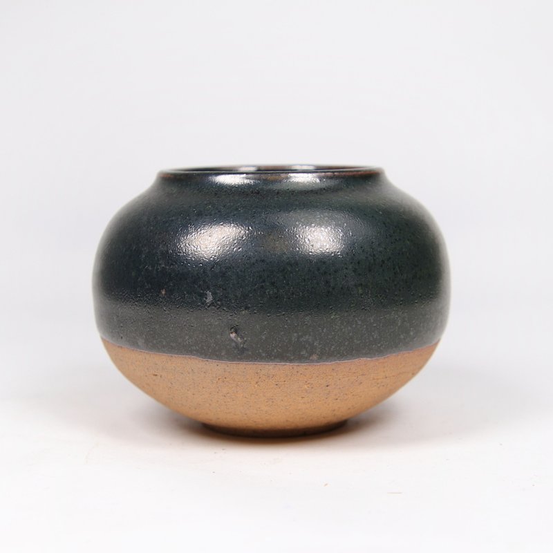 明芽窯 l 墨綠雙色茶罐咖啡罐(含布蓋) H3 - 茶壺/茶杯/茶具 - 陶 綠色