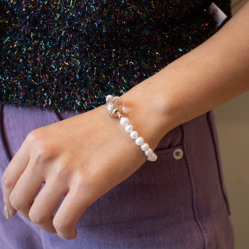Glam Snowball Pearl Bracelet - 手鍊/手環 - 玻璃 白色