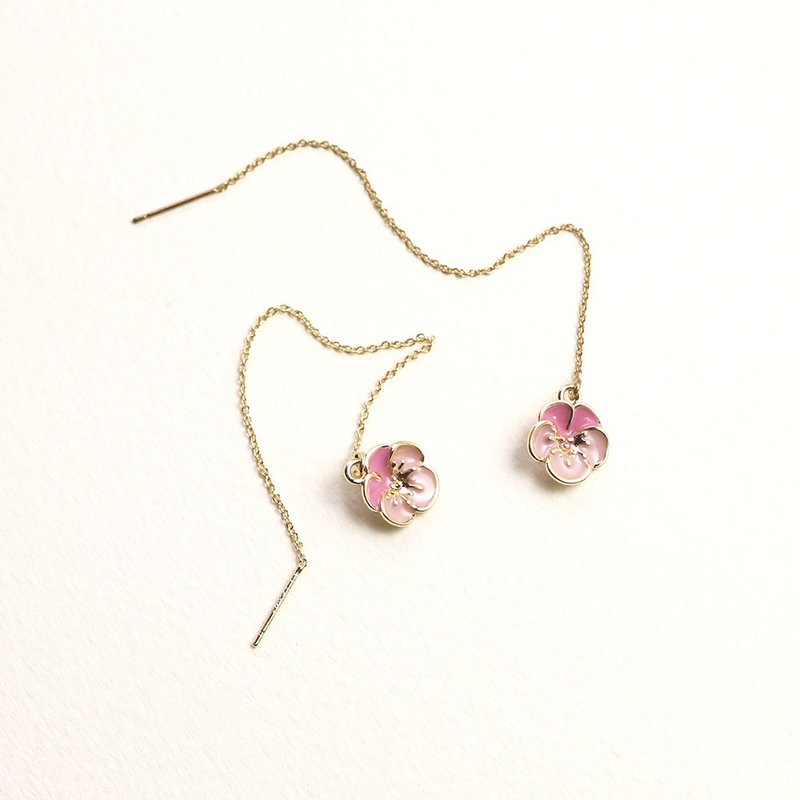 Small peach blossom can be changed to ear hook Clip-On - Earrings & Clip-ons - Copper & Brass Pink