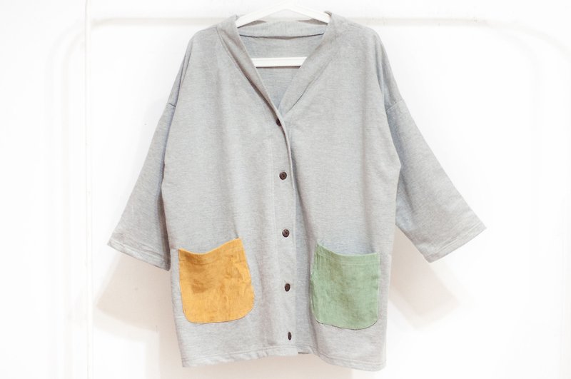 Cotton blouse / ethnic wind jacket / contrast color loose jacket / design hit color corduroy jacket - spring color - Women's Casual & Functional Jackets - Cotton & Hemp Multicolor