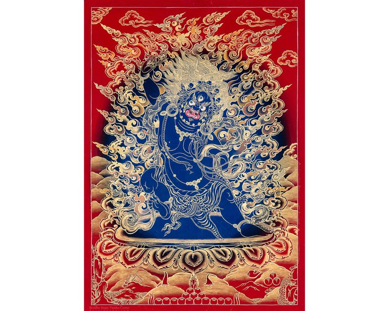 手繪金剛手唐卡 強大的護法 - 壁貼/牆壁裝飾 - 其他材質 多色
