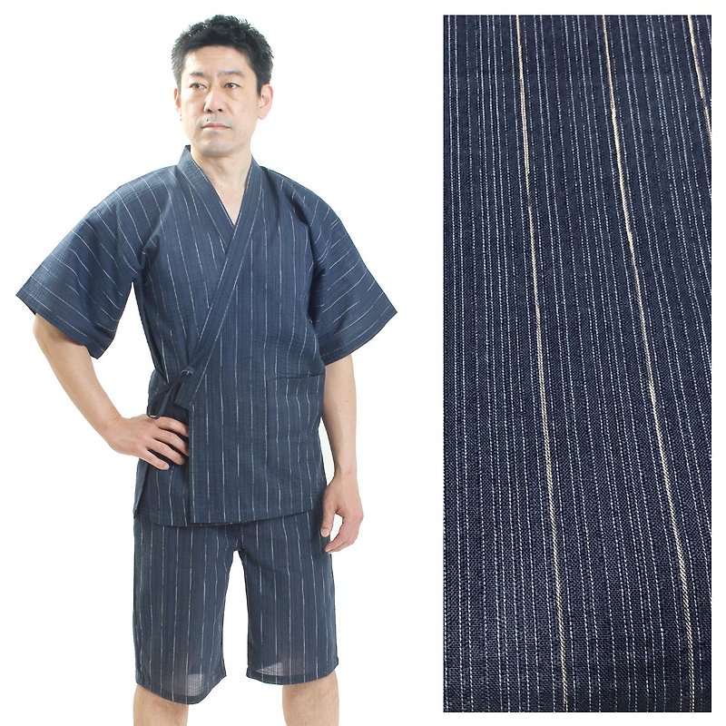 Men's Jinbei Jinbei Jinbei Relax Wear Men's Kimono Room Wear Nightwear Sleepwear Pajamas Summer Items Cotton ML LL as05 - ชุดนอน/ชุดอยู่บ้าน - ผ้าฝ้าย/ผ้าลินิน สีน้ำเงิน