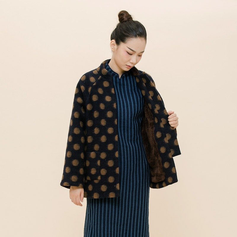BUFU oversized Chinese style woolen coat O170808 - Women's Casual & Functional Jackets - Wool Blue