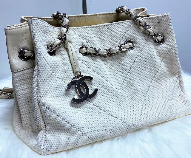 Chanel Mini White Canvas Chain Strap Shoulder Bag - Shop